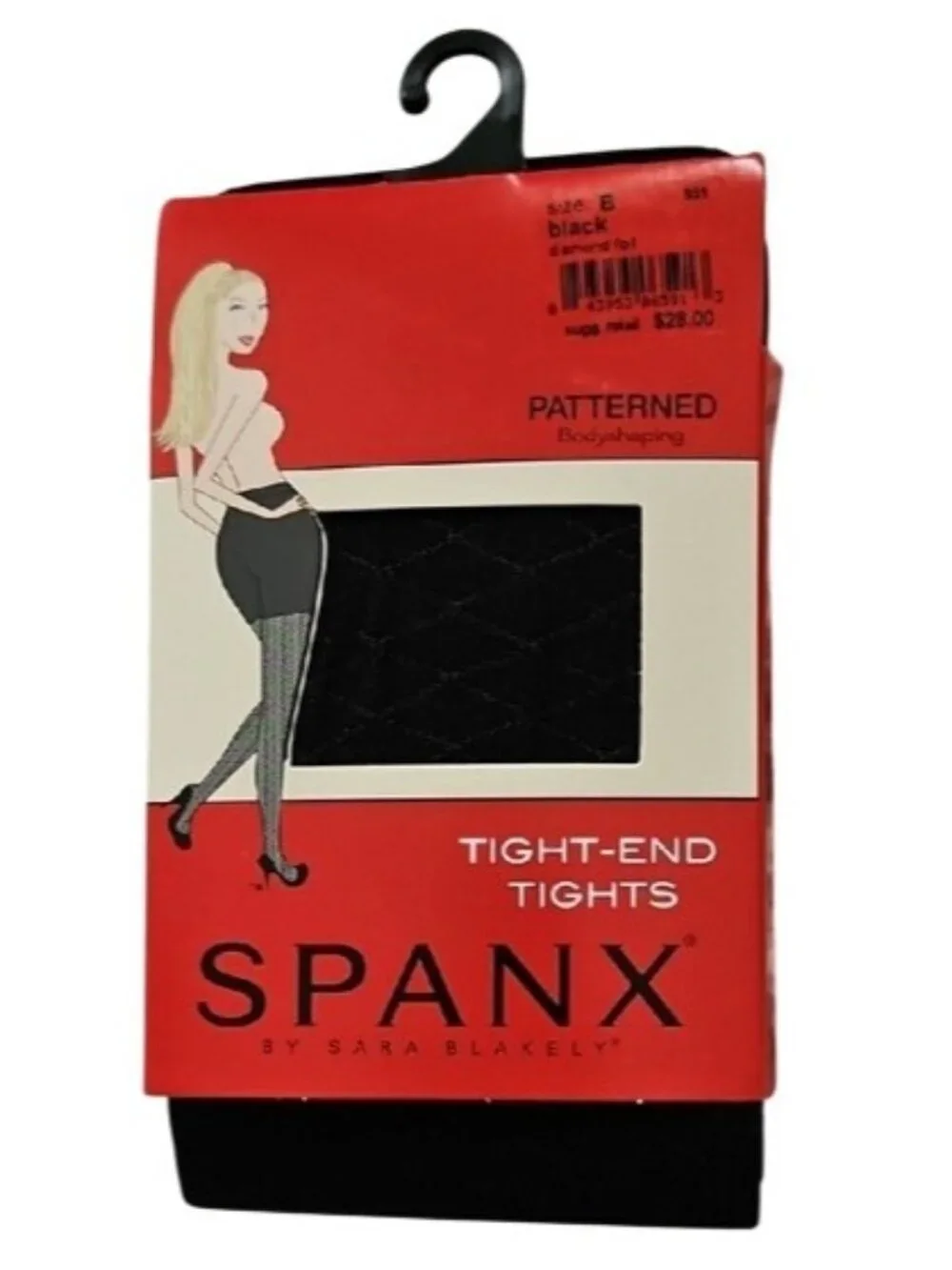 SPANX Diamond Foil Patterned Tight-End Tights Size B Medium New Black Shapewear